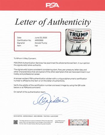 Lot #114 Donald Trump Signed Baseball Hat - Trump/Vance 2024 - Image 4