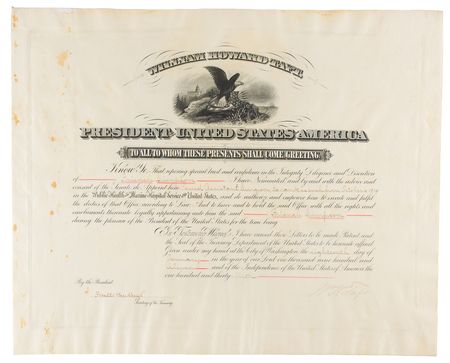 Lot #103 William H. Taft Document Signed as