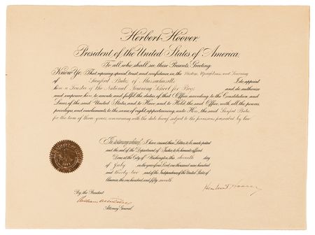 Lot #67 Herbert Hoover Document Signed as