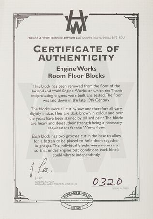 Lot #299 Titanic: Harland & Wolff Engine Works Room Floor Block Relic - Image 2