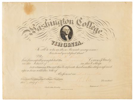 Lot #322 Robert E. Lee Document Signed - Washington College Certificate in Mathematics - Image 1