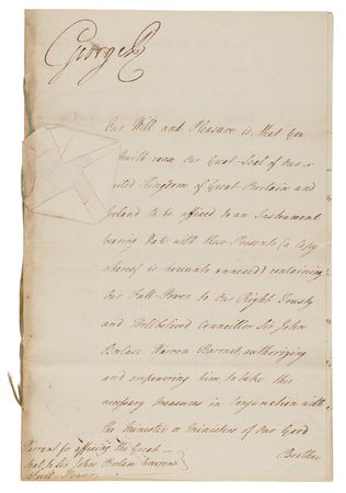 Lot #155 King George III (2) Documents Signed on the Treaty of Amiens, Ending the French Revolutionary Wars - Image 2