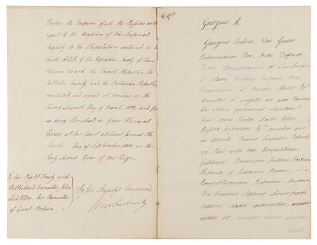 Lot #155 King George III (2) Documents Signed on the Treaty of Amiens, Ending the French Revolutionary Wars - Image 3