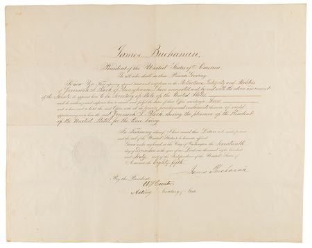 Lot #7 James Buchanan Document Signed as