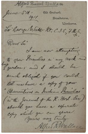 Lot #302 Alfred Wallace Autograph Letter Signed on