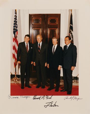 Lot #37 Four Presidents Signed Photograph - Nixon,