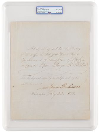 Lot #45 James Buchanan Document Signed as