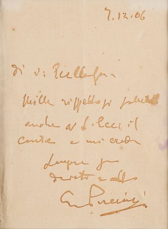 Lot #537 Giacomo Puccini Autographed Letter Signed on Madame Butterfly - Image 3