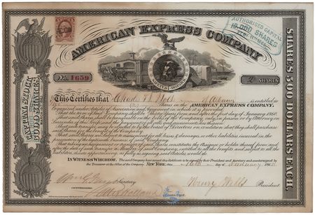 Lot #308 Henry Wells and William Fargo Document