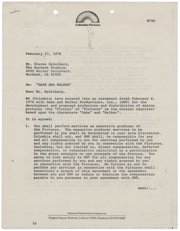 Lot #713 Steven Spielberg Document Signed - Image 1