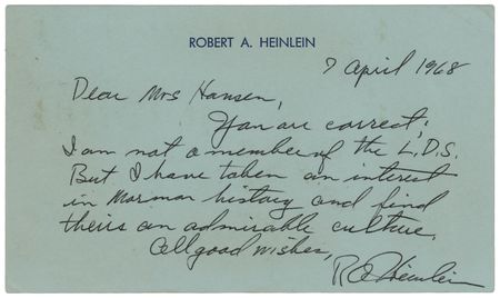 Lot #499 Robert A. Heinlein Autograph Letter
