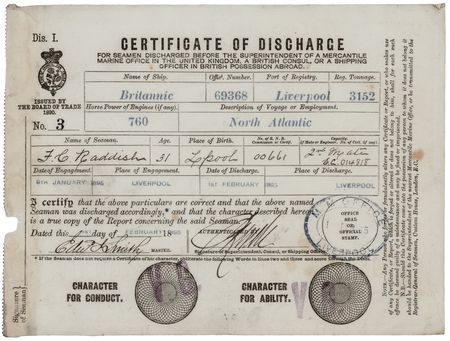 Lot #212 Edward J. Smith Document Signed