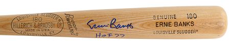 Lot #732 Ernie Banks Signed Baseball Bat