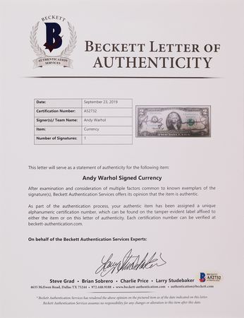 Lot #470 Andy Warhol Signed $2 Dollar Bill - Image 2