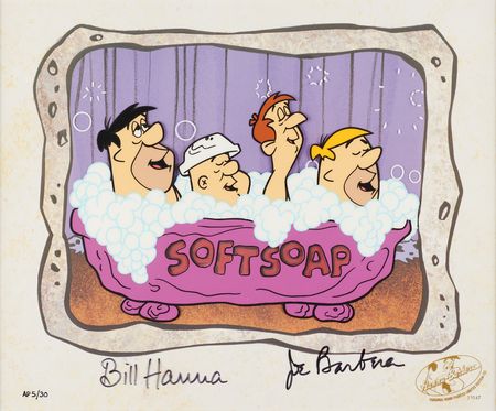 Lot #479 Fred Flintstone and Barney Rubble limited edition cel for The Flintstones entitled 'Soft Soap' - Image 2