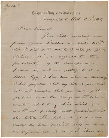 Lot #17 U. S. Grant Autograph Letter Signed to Gen. William T. Sherman, Preceding the 1868 Election, Docketed by Sherman: 