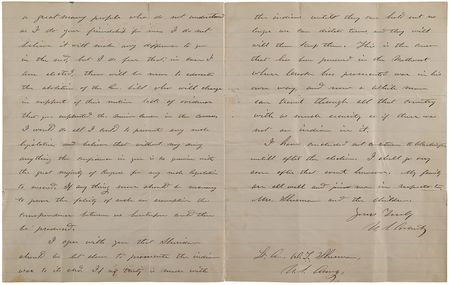 Lot #17 U. S. Grant Autograph Letter Signed to Gen. William T. Sherman, Preceding the 1868 Election, Docketed by Sherman: 