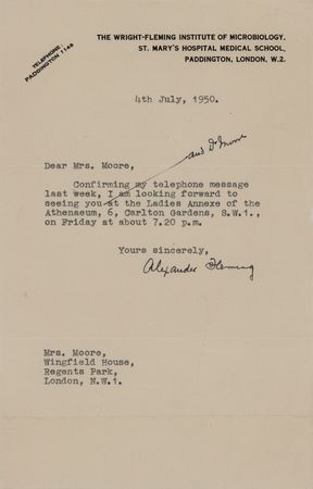 Lot #244 Alexander Fleming Typed Letter Signed