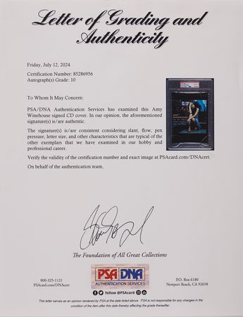 Lot #626 Amy Winehouse Signed CD Booklet - 'In My Bed / You Sent Me Flying' - PSA GEM MINT 10 - Image 2