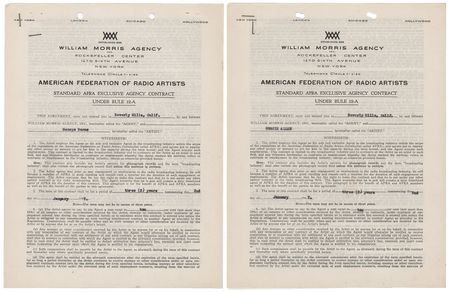Lot #649 George Burns and Gracie Allen (2) Signed Agency Contracts - Image 2