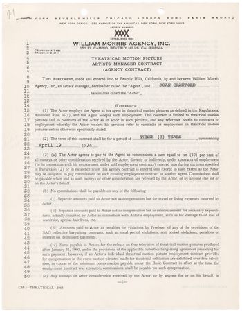 Lot #656 Joan Crawford Signed Agency Contract - Image 2