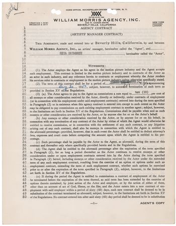 Lot #673 Rita Hayworth Signed Agency Contract - Image 2