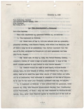 Lot #675 Katharine Hepburn Document Signed - Image 2