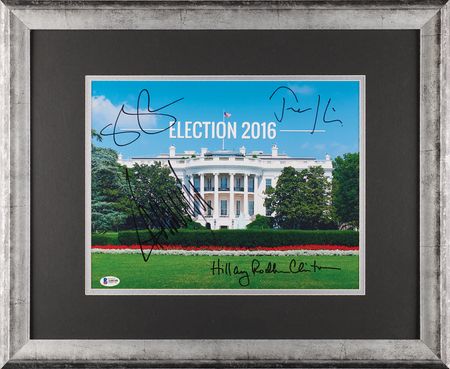 Lot #116 Donald Trump and Hillary Clinton Oversized Signed Photograph - Image 1