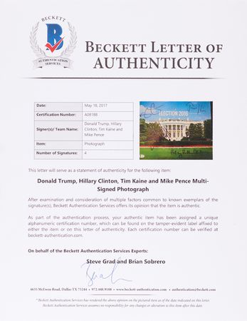 Lot #116 Donald Trump and Hillary Clinton Oversized Signed Photograph - Image 2