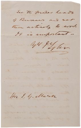 Lot #5 John Tyler Autograph Letter Signed as President to the Secretary of the Navy, Sending a Naval Fleet to the Gulf of Mexico to Prepare for a Military Response to His Texas Annexation Treaty - Image 2
