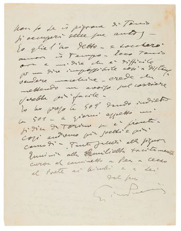 Lot #517 Giacomo Puccini Autograph Letter Signed on Il Trittico at La Scala: 