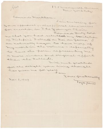 Lot #487 Joyce Kilmer Archive: (2) Signed Books (Trees and Other Poems, The Younger Choir), (4) Signed Letters, and Autograph Manuscript of “Poets” - Image 7