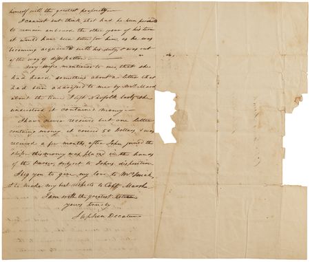 Lot #314 Stephen Decatur Autograph Letter Signed from Aboard the USS United States (September 11, 1811) - Image 2