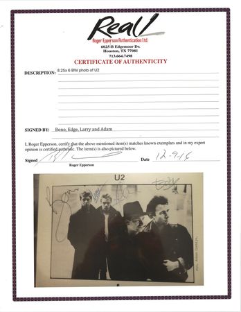 Lot #619 U2 Signed Photograph - Image 2