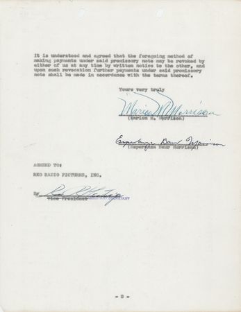 Lot #639 John Wayne Document Signed as Marion M.