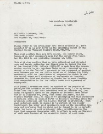 Lot #639 John Wayne Document Signed as 