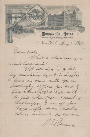 Lot #233 P. T. Barnum Autograph Letter Signed -
