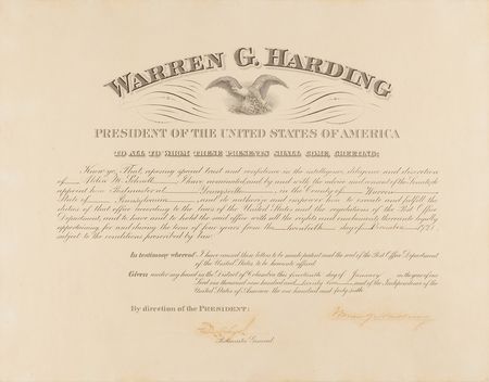 Lot #94 Presidents (5) Documents Signed - Cleveland, Harrison, Wilson, Harding, and Coolidge - Image 5