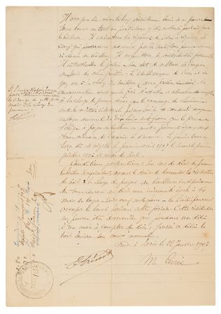 Lot #186 Marie Curie Document Signed