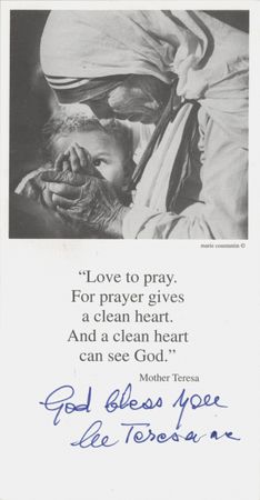 Lot #276 Mother Teresa Signed Prayer Slip