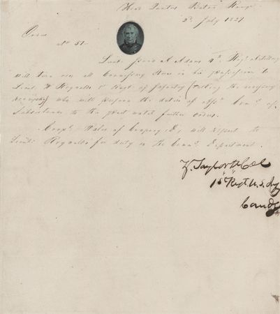 Lot #6 Zachary Taylor Letter Signed - Order No. 51