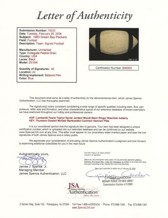 Lot #730 Vince Lombardi and 1963 Green Bay Packers Signed Football - Image 7