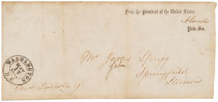 Lot #9 Abraham Lincoln Signed Free Frank as President, Addressed and Signed by Mary Todd Lincoln - Image 2