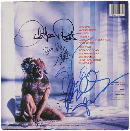 Lot #614 David Lee Roth and Band Signed Album - Eat 'Em and Smile - Image 1