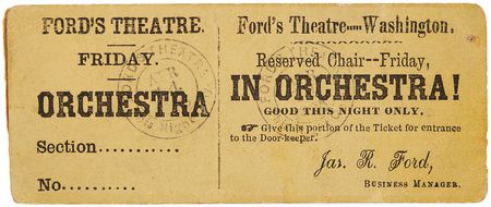 Lot #13 Ford's Theatre Unissued 'Orchestra' Ticket, Stamped April 14, 1865 - The Date of Abraham Lincoln's Assassination - Image 2