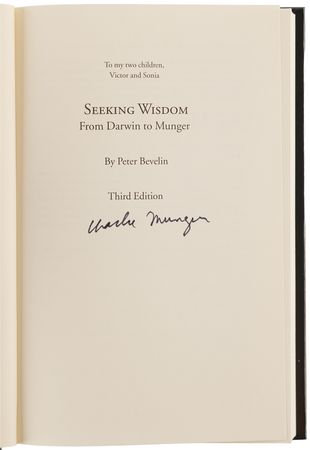 Lot #277 Charlie Munger Signed Book - Seeking Wisdom: From Darwin to Munger - Image 4