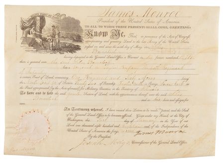 Lot #91 James Monroe Document Signed as President - Image 1