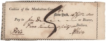 Lot #234 Aaron Burr Signed Check