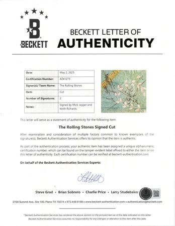 Lot #611 Rolling Stones: Mick Jagger and Keith Richards Signatures - Image 2