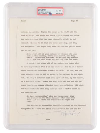 Lot #173 Malcolm X Signed Page for Alex Haley’s